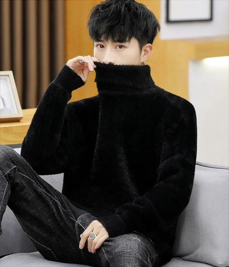 Pull blanc à col roulé pour hommes, pull tricoté à la mode, vêtements pour hommes, nouvelle collection printemps 2023, M-2XL