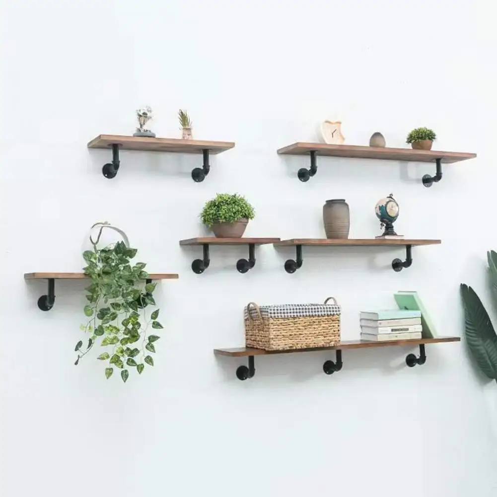 2Pcs Industrial Curtain Rods Wall Partition Pipe Racks Wall Mounted Plumbing Pipe Shelves Iron Storage Bracket Wall Bracket Rack