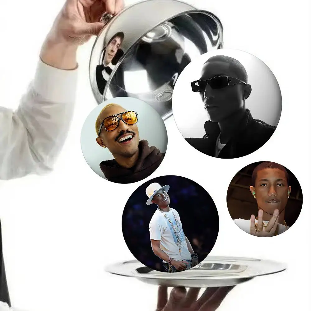 P-Pharrell W-Williams Badges Fashion New Hip Hop Versatile Round Metal Badge Cartoon Pin Gift Wholesale