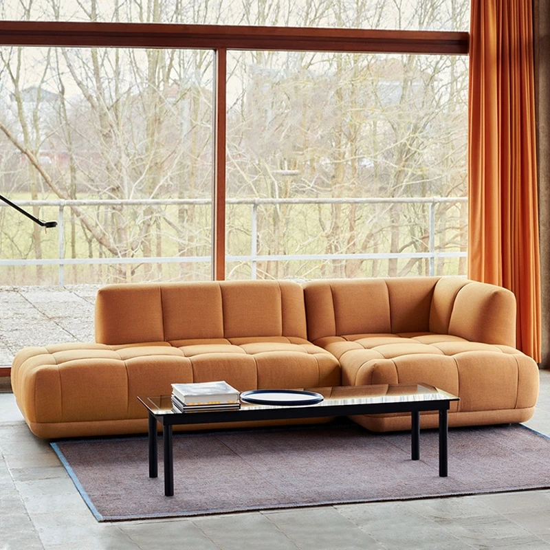 Simple tofu block cotton and linen fabric sofa, corner free module combination sofa