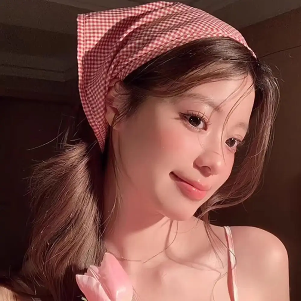 

Аксессуары для волос во французском стиле, треугольный платок, ленты для волос, тюрбан в пасторальном стиле, повязка на голову в клетку, бандана с принтом, повязка на голову «сделай сам»