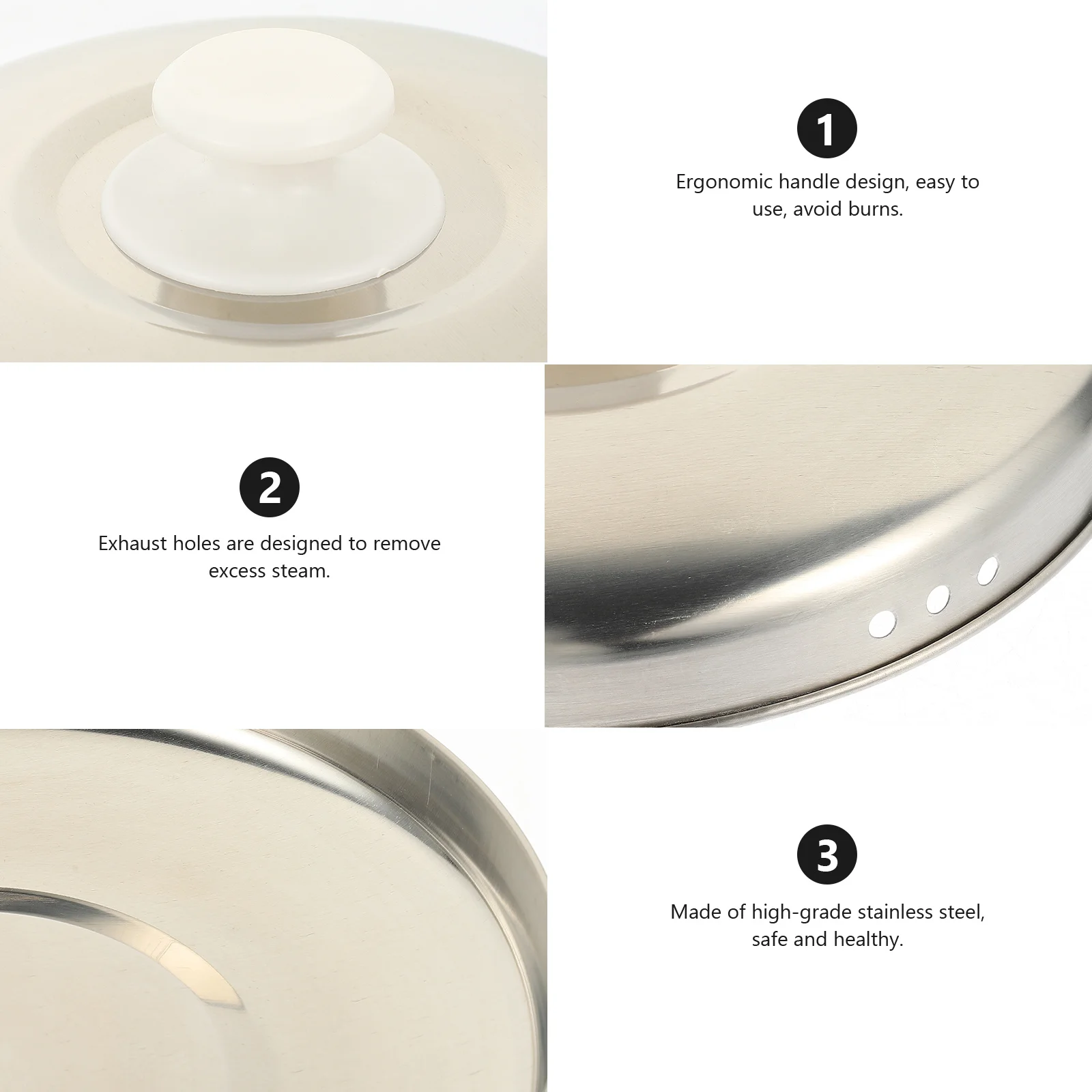 

Stainless Steel Rice Cooker Lid Universal Replacement Cover For Rice Pots Non-Spill Pot Lid Kitchen Supplies Metal Pan