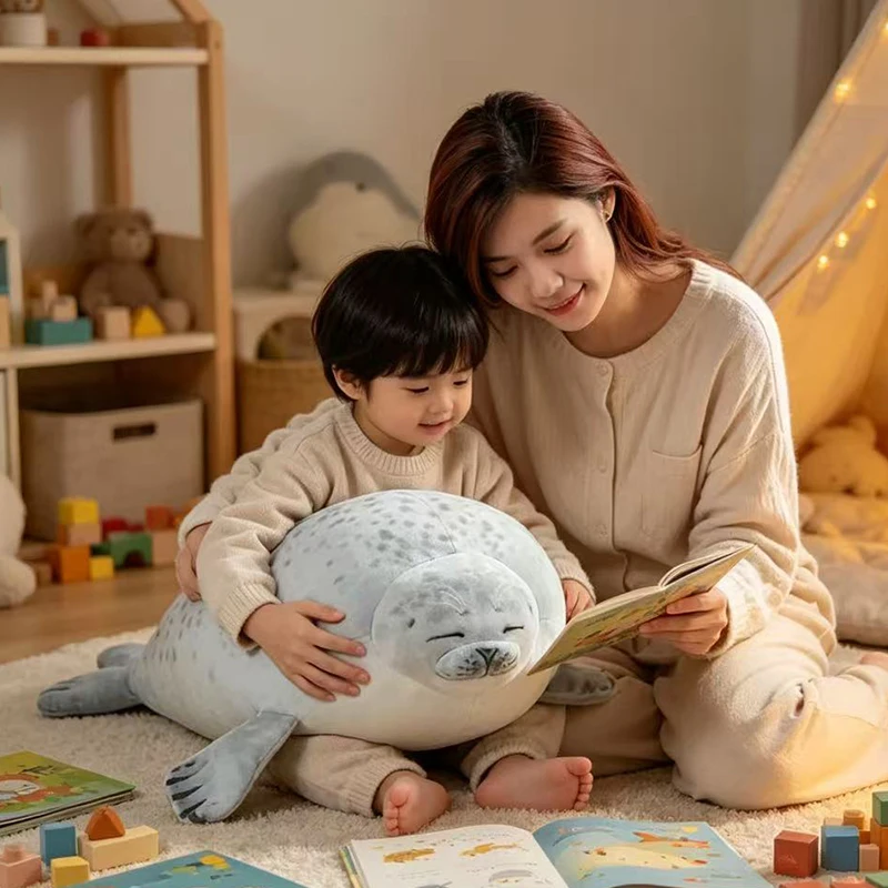 20-40cm Angry Happy Blob Seal Pillow Chubby 3D Novelty Sea Lion Plush Stuffed Toy Baby Sleeping Throw Pillow Gifts for  Girls