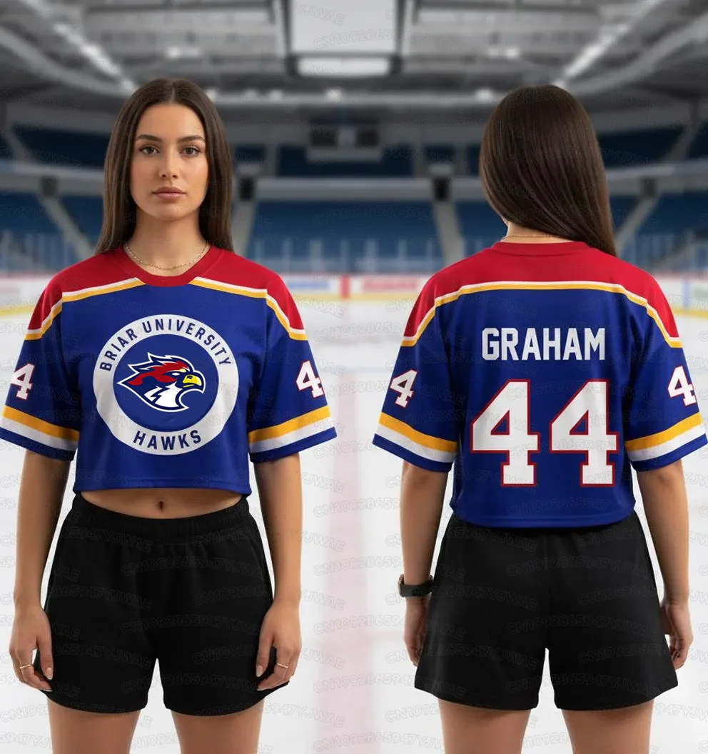 Maillot de football d'été pour femmes, style universitaire, Briar University Graham 44 DI LAURENTIS 66, crop top à manches courtes, t-shirt court