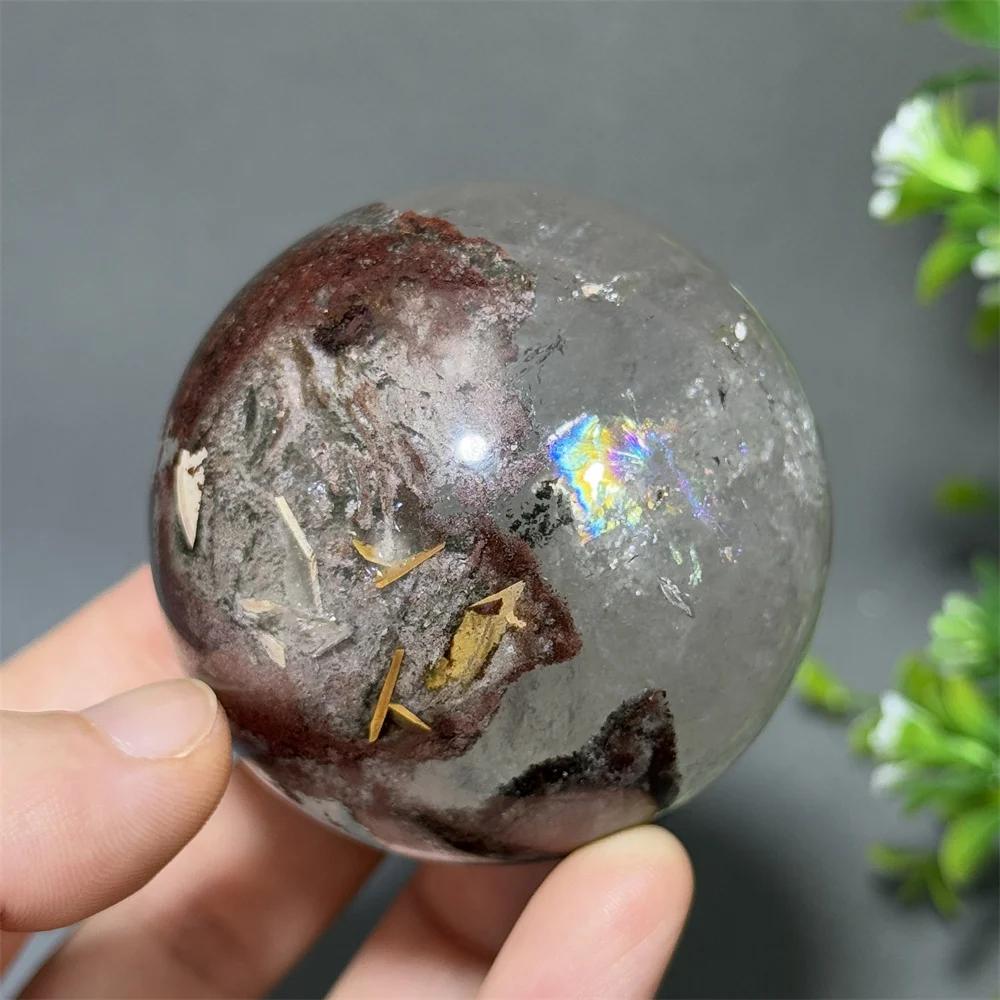 Natural White Crystal Ghost  Mineral Specimen Reiki Energy Therapy Massage Beauty Magic Ball Home Decoration Precious  Gift+Base