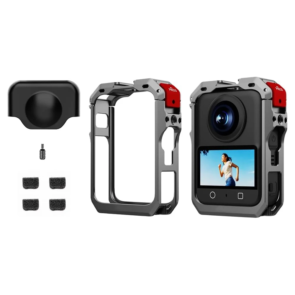 

Rabbit Cage Protective Case for DJI OSMO 360, Metal Frame Expansion Adapter Mount &Lens Cover& Mic Wind Muff Camera Accessories