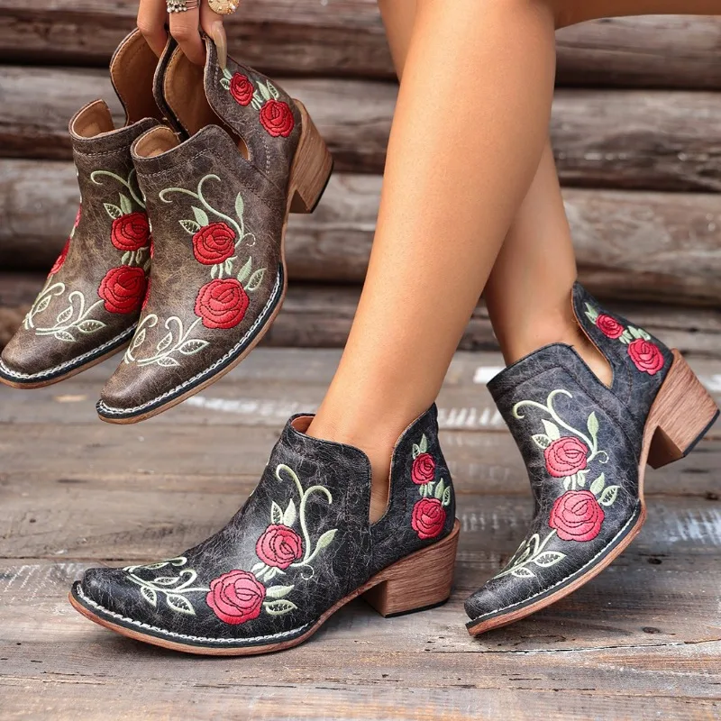 Women's Comfortable Shoes Vintage High Heel Ankle Boots 2026 New Spring and Autumn Women Trend Casual Fashionable Ankle Boot