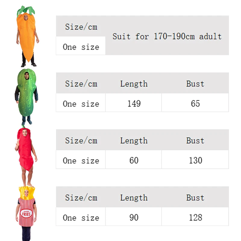 Adult Carrot Cosplay Costumes Fruit and Vegetable Collection Funny Food Potato Outfits Orange Jumpsuit for Men and Women