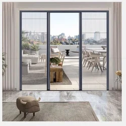 Custom railless removable invisible folding sliding screen door aluminum alloy anti-mosquito ventilation screen window sand wind