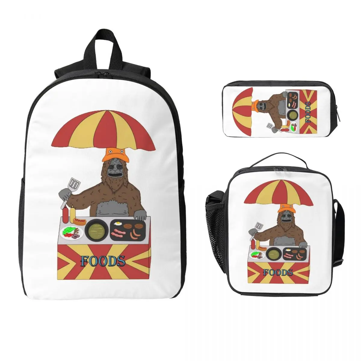 

Big Lez Show Cooking Foods Sandwich Truck Backpack Boy Girl BookBag School Bag Shoulder Bags 3ps Insulated Lunch Bag Pencil Case