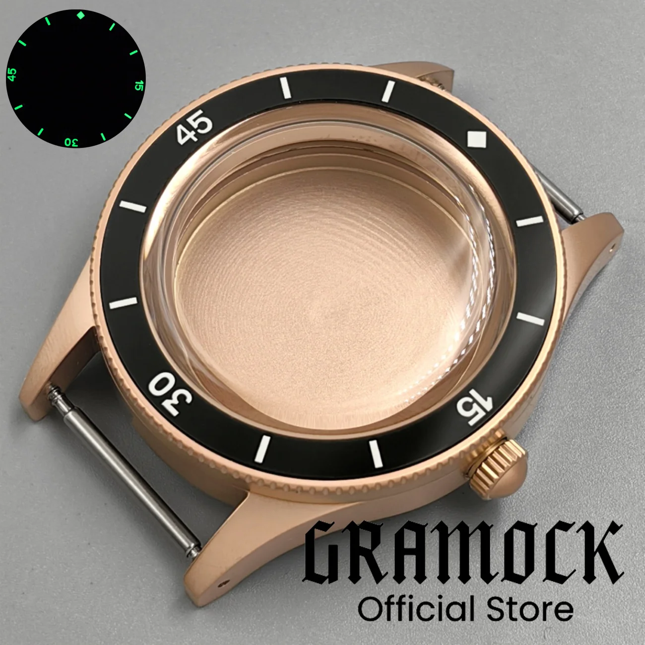 

40mm 50-FATHOMS Watch Case Matte Rose Gold Steel Diving Case Dome Glass Roating Bezel For NH35 NH36 PT5000 Miyota 9015 Movement