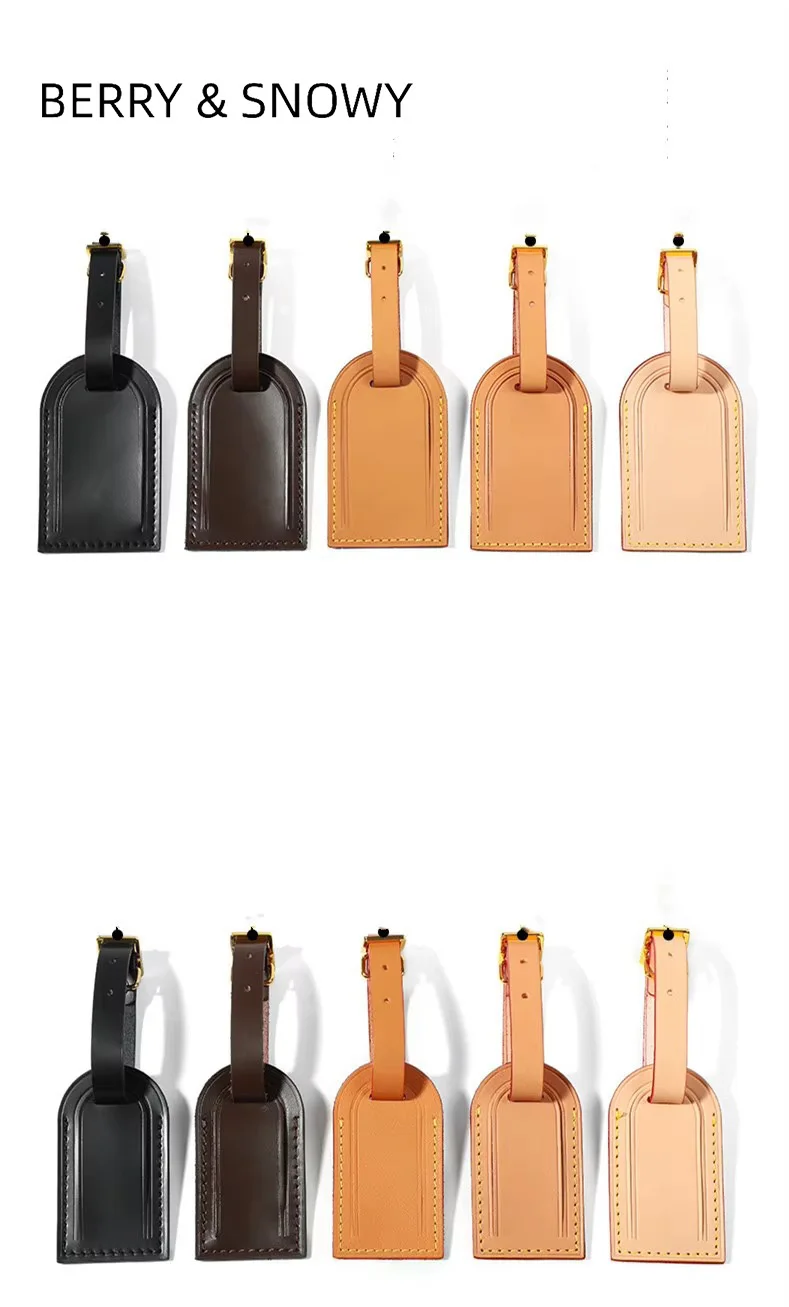 

Berry&Snowy Designer Genuine Vachetta Leather Luggage Tag Brand Bag Replacemanc for Handbags Custom Travel Hand Tags