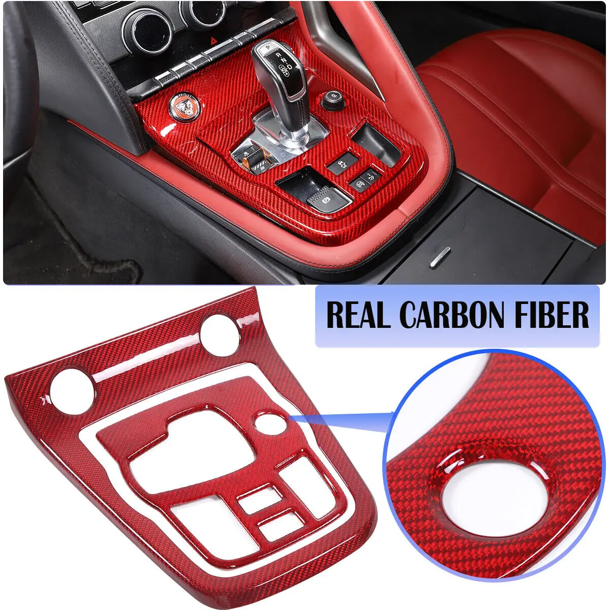 

Dry Carbon Fiber Car Center Control Gear Frame Trim For Jaguar F-TYPE X152 2013-2025 LHD Gear Shifter Panel Cover Accessories