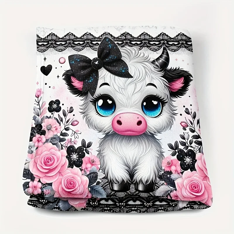 1pc Digital Printed Blanket Cute Cow Element Office Break Blanket Cute Blanket Suitable For Girls Boys Throw Blanket