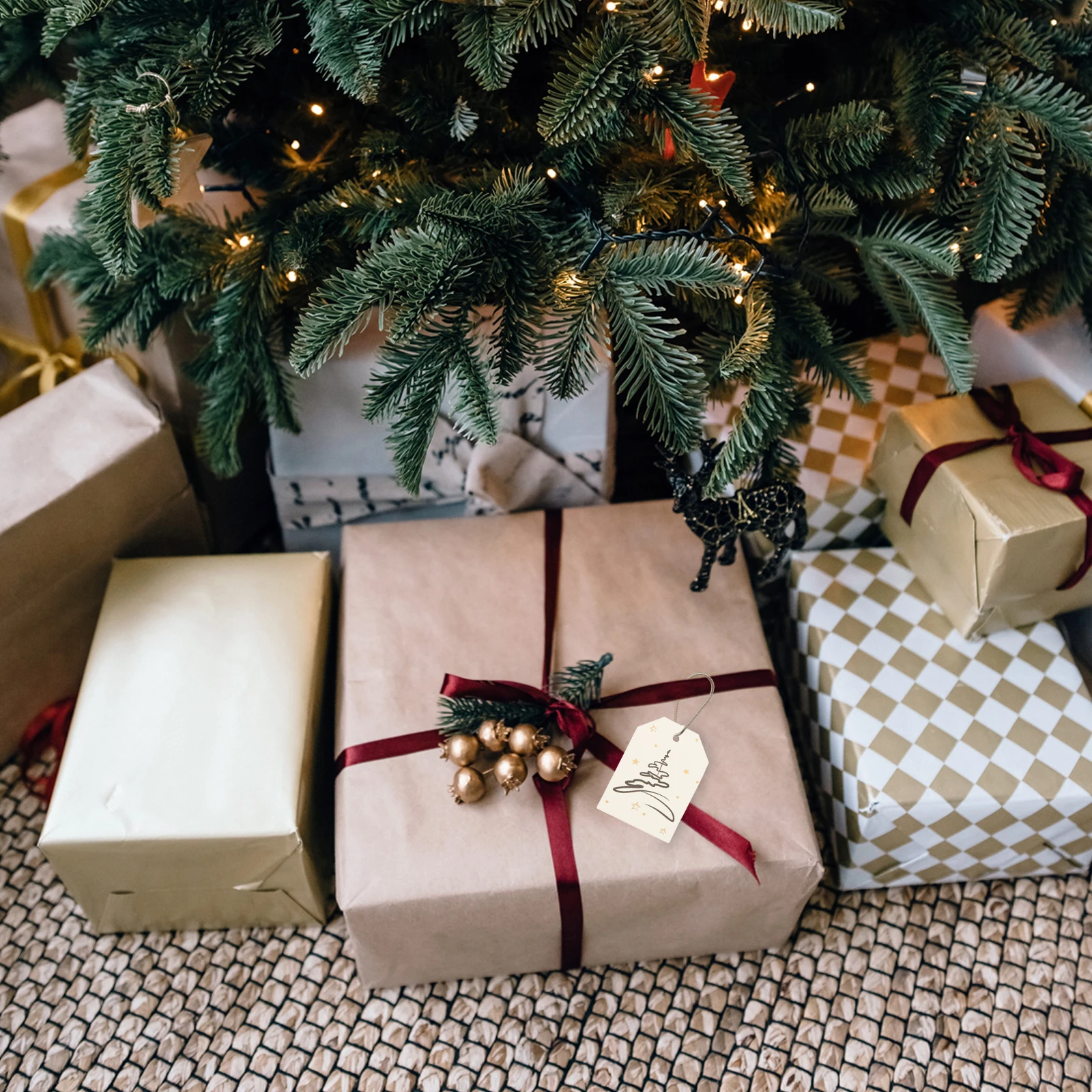 Gilding Christmas Tags Present Wrapping Labels Hanging Tags Party Favors Xmas Tree Hanging Tags