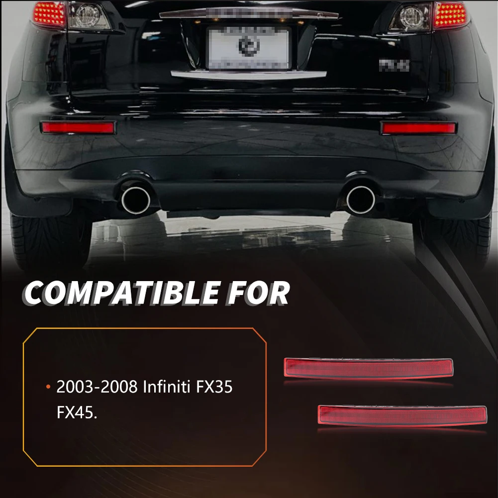 2PCS Rear Bumper Tail Light Brake Light Reflector Light Backup Light Reverse Light Cover For 2003 2004 2005 2006 2007 2008 Infiniti FX35 FX45  No Bulb/Socket Included