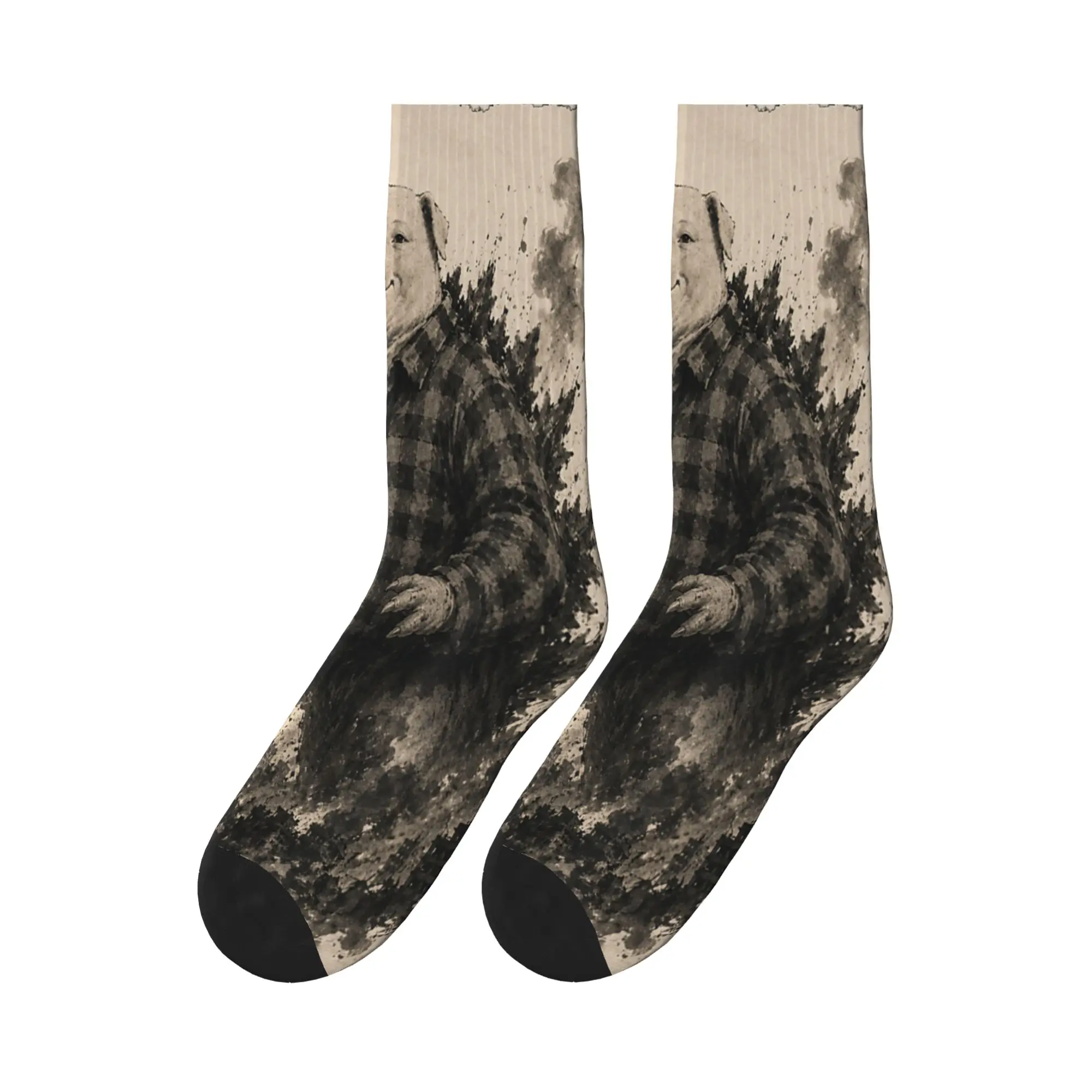 John Pork Japanese Vintage Monster Funny Meme Brainrot Stockings Graphic Korean Socks Autumn Non Slip Socks Men Skateboard Socks