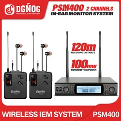 DGNOG PSM400 UHF Dual Wireless in Ear Monitor System Mono 2 Channel Professional IEM Monitoring for Stage Performance Studio