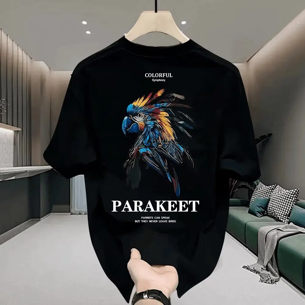 100 Cotton Pure Cotton Loose Men's T-shirt Fashion for Summer Casual Daily Sport Round-neck Hip-hop Short-sleeved Shirt view 3