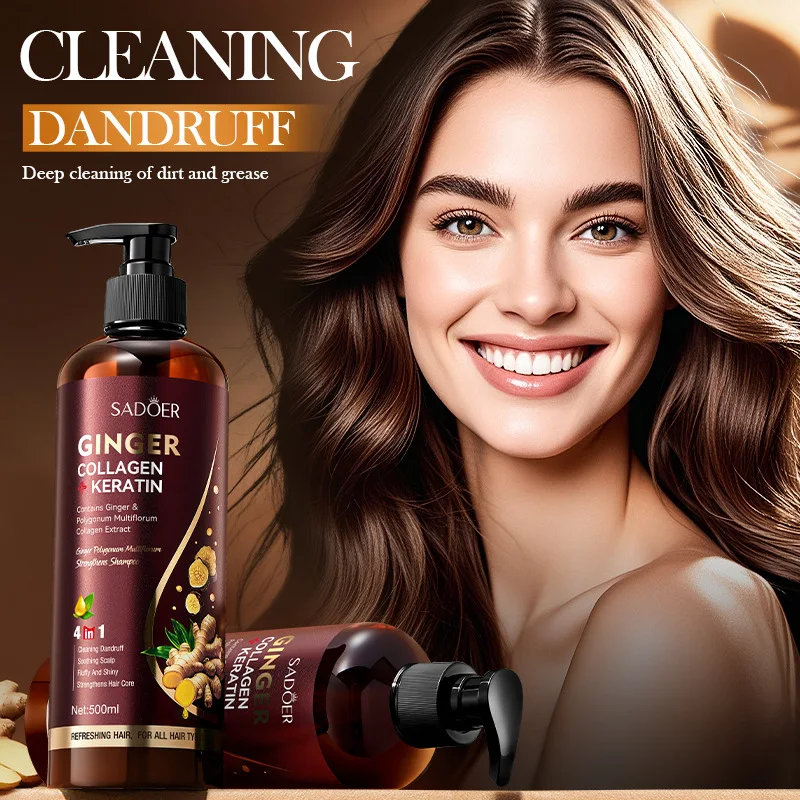 شامبو الزنجبيل الطبيعي 500 مل مع He Shou Wu، شامبو عشبي لتقوية الشعر للنمو والتنظيف والمغذي #4