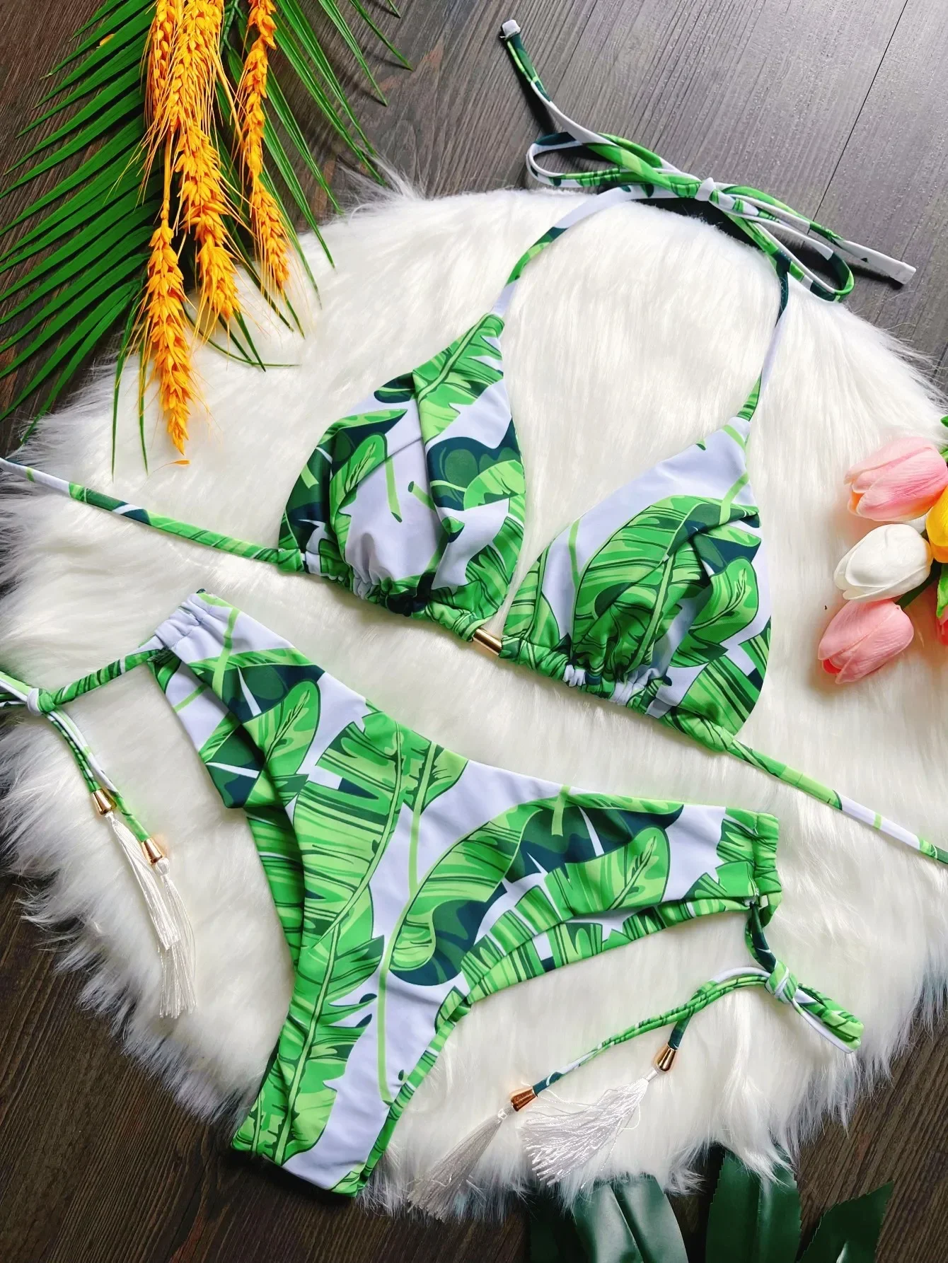 2024 Nuovo costume da bagno bikini diviso stampato Costume da bagno donna sexy a triangolo