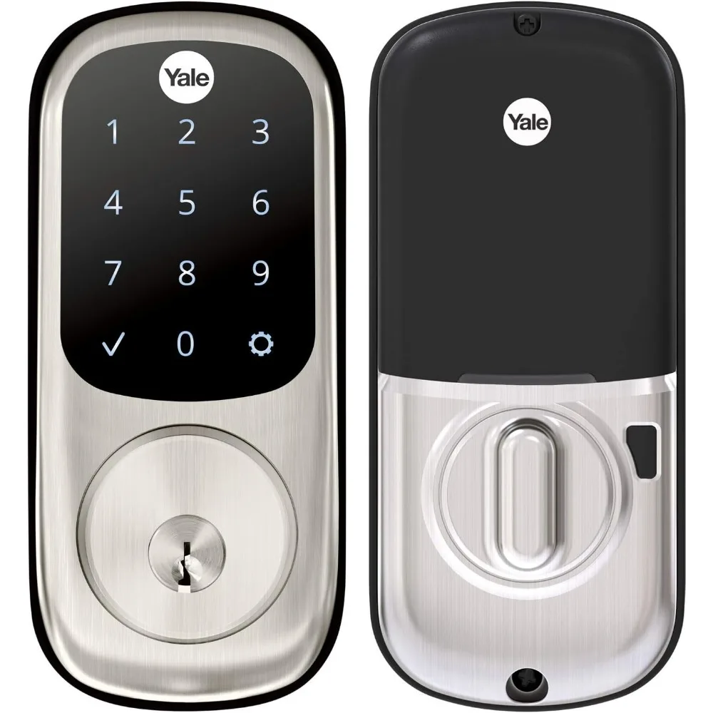 Security Assure Lock Deadbolt, Satin Nickel Wi-Fi Connected Smart Lock with Back-Up Key and Digital Touchscreen Keypad for Code