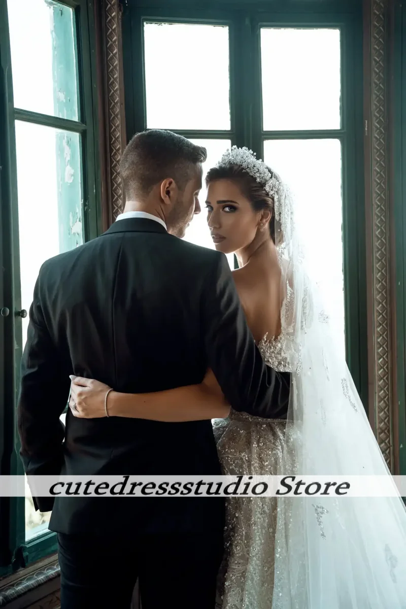 فساتين زفاف رائعة بكتف واحد 2025 مطرز بالترتر الأفريقي حورية البحر زي العرائس Vestidos De Novia أنثى مخصصة