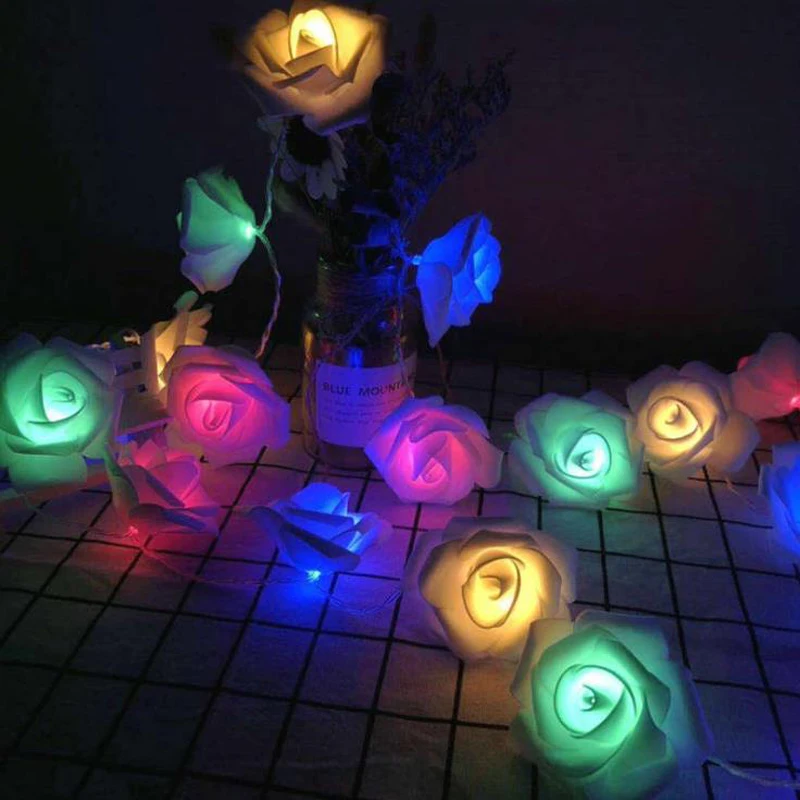 

String Lights Outdoor Battery Operated 1M/3M/5M Led Rose Flower Fairy Garland Decoration Christmas Lights Room Decoration Lights