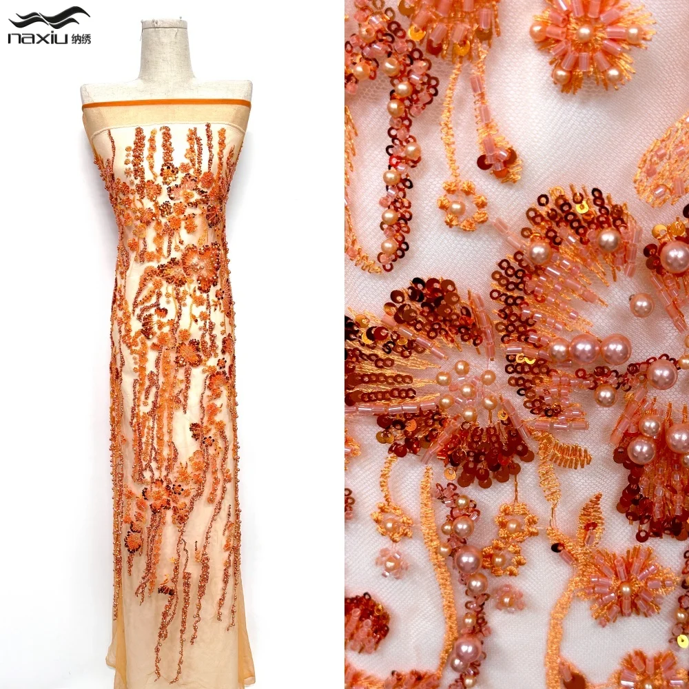 

Madison African Lace Fabric 2026 Sequins Beaded Embroidery Groom Nigerian Bridal High Quality French Heavy Lace Fabric for Dress