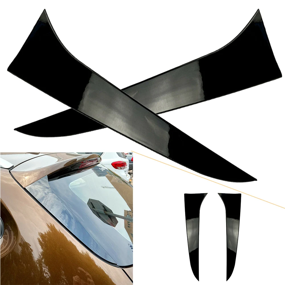 2x Rear Window Side Spoiler Canard Splitter Trim For BMW X1 E84 2009 2010 2011 2012 2013 2014 2015 Glossy Black ABS