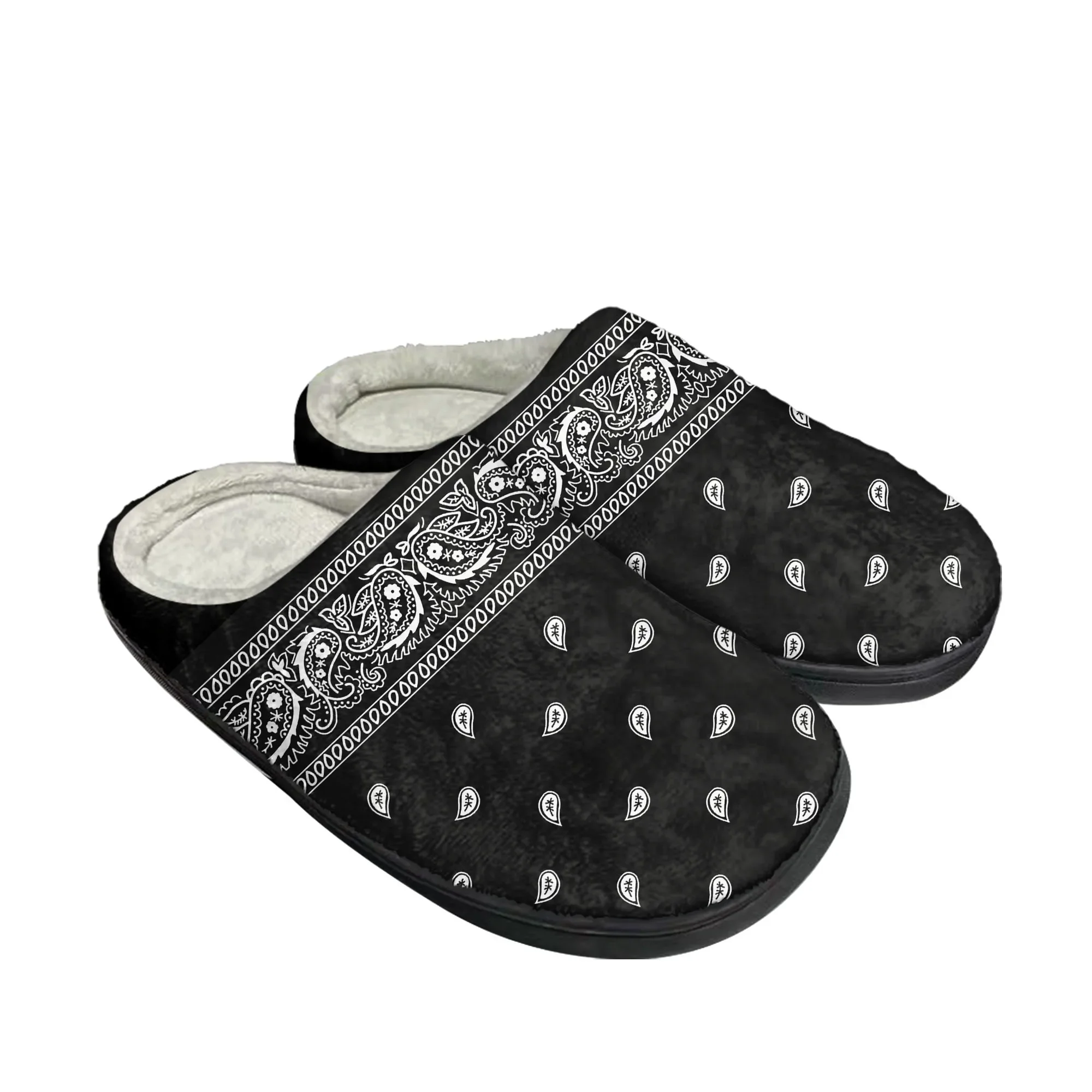 

Bandana Paisley Cotton Slippers Mens Womens Teenager Latest Bedroom Plush Indoor Keep Warm Shoes Thermal Indoor Flat Slipper