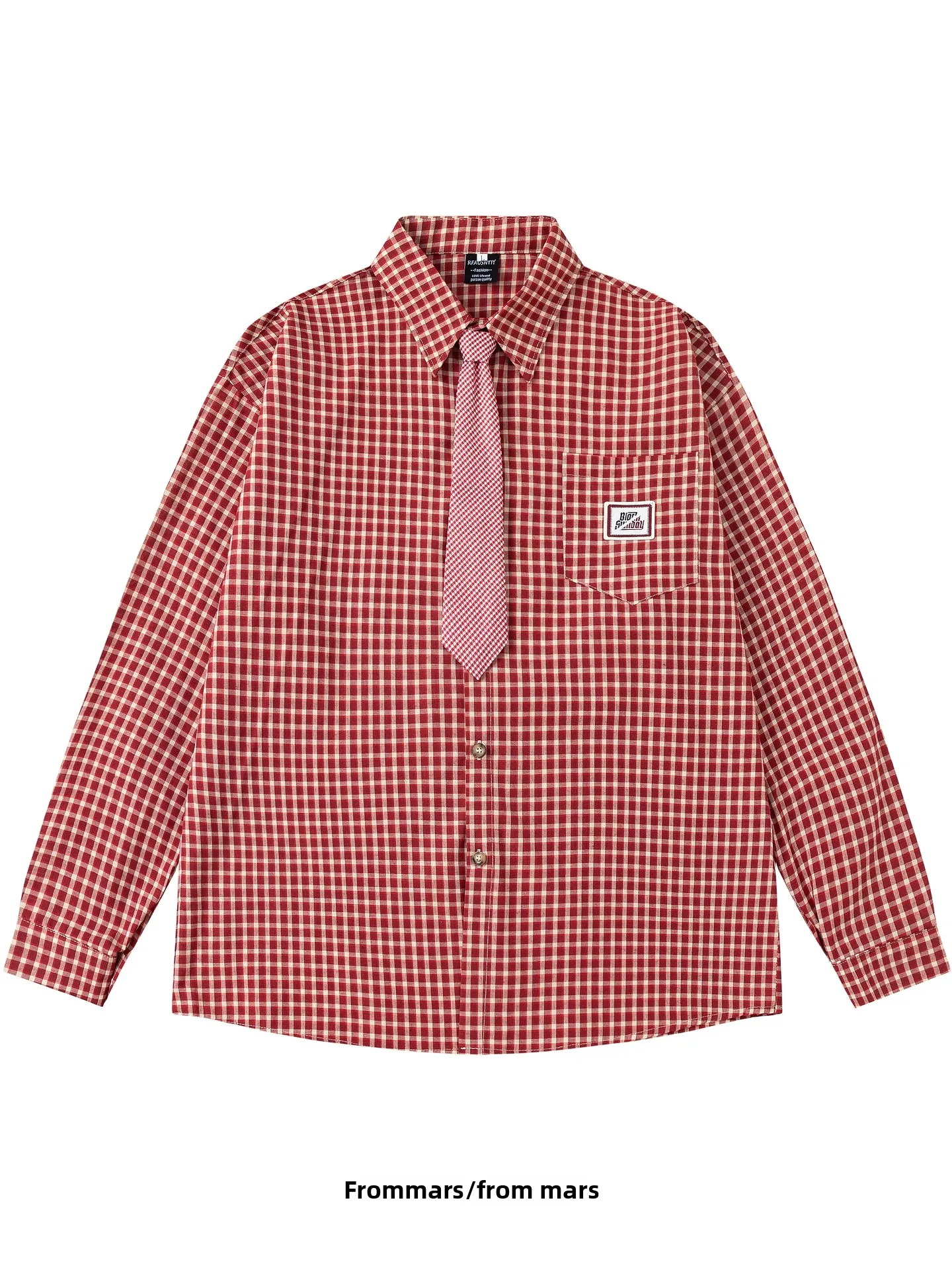 

Confident Street Sle Red Plaid Long Sve Loose Fit irt from Youth Faion Breathable Comfortable All Seasons Menswear