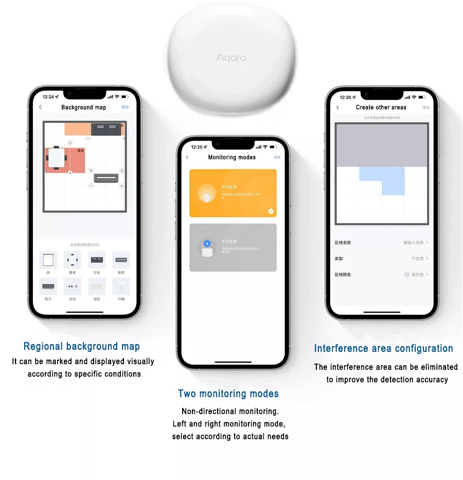 Imagem -03 - Aqara Sensor de Presença Humana Detector de Corpo Zigbee 3.0 Sensor de Alta Precisão Smart Home para Aqara App e Apple Homekit Fp1