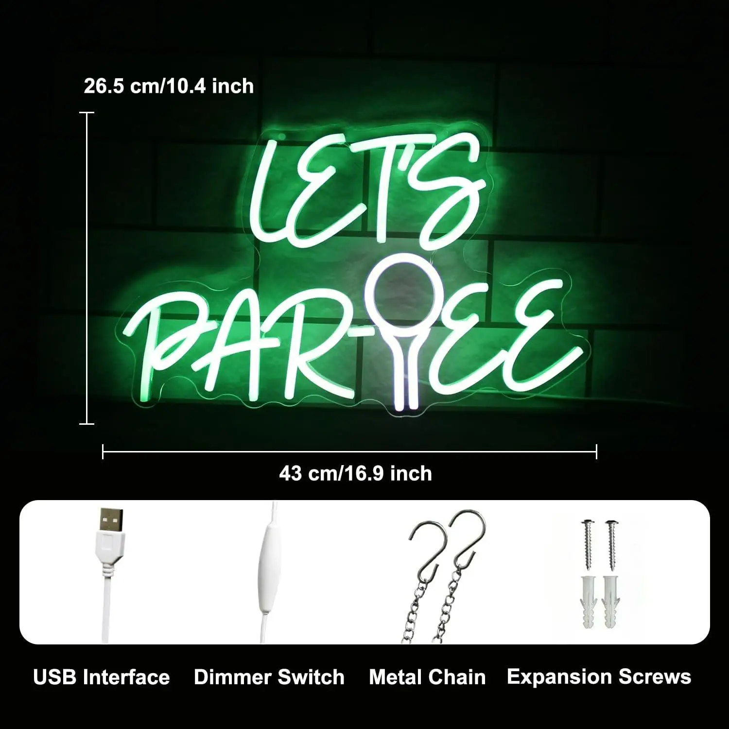 Let's Par Tee Neon Sign Golf Ball USB Dimmable LED Neon Lights for Golf Club Bedroom Man Cave Party Wall Art Decoration Gifts view 5