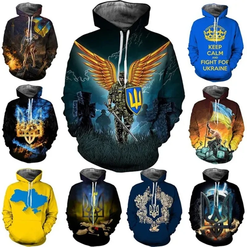 I Love Ukrainian 3d Print Hoodie For Men Clothing Ukrainian Patriotic Theme Fashion Statement Unisex Hooded Graphic Hoodies Tops