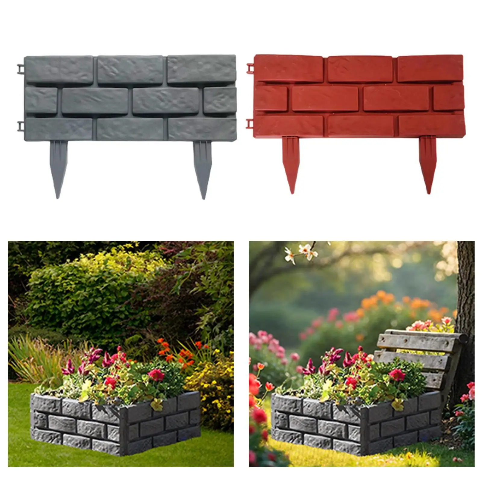 

4Pcs Garden Fence Garden Border Water Resistant Decorative Fence Border with Stakes for Patio Flower Lawn Edge