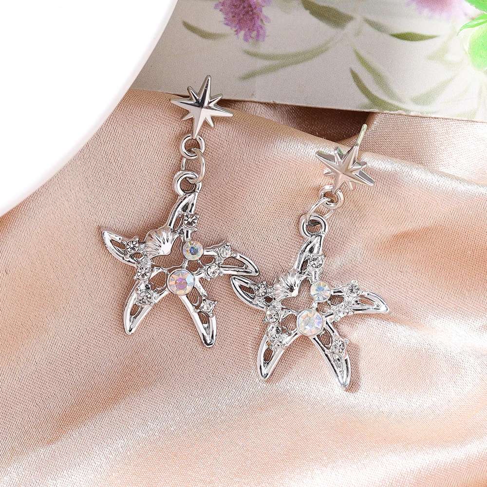 Aihua Fashion Cubic Zirconia Polaris Sterne Ohrringe Weißgoldfarben Hochzeit Party Schmuck für Frauen Kristall Stern Ohrringe – Detail 10