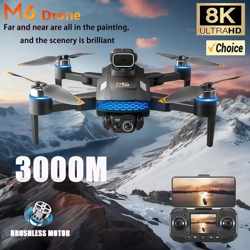New M6 RC Drone 8K HD Camera WIFI With Screen Remote Control For Beginners Professional Airplane Video Quadcopter UAV Toys Gifts