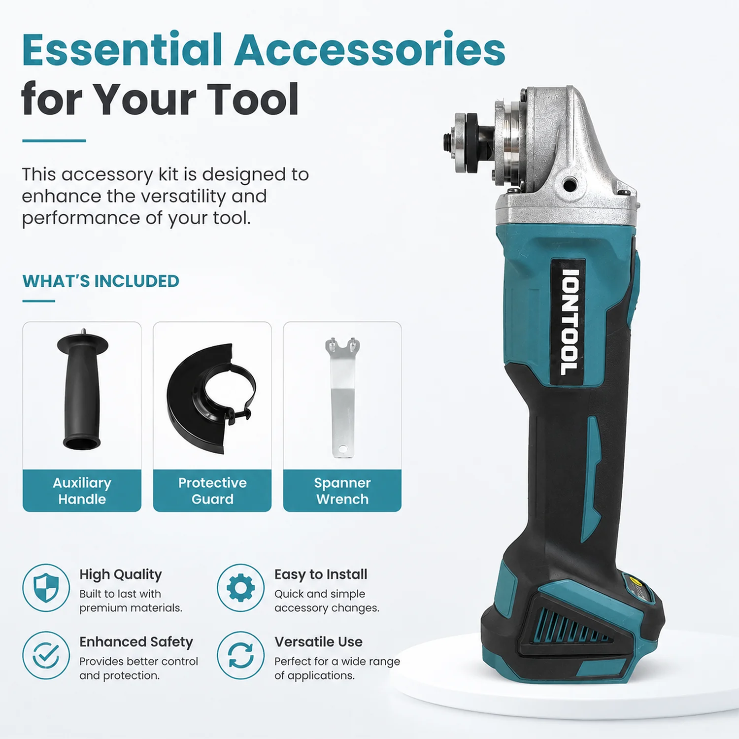 IONTOOL 100mm Cordless Angle Grinder Bare Unit Deburring Weld Cleaning Garage Mechanical Maintenance Power Tool