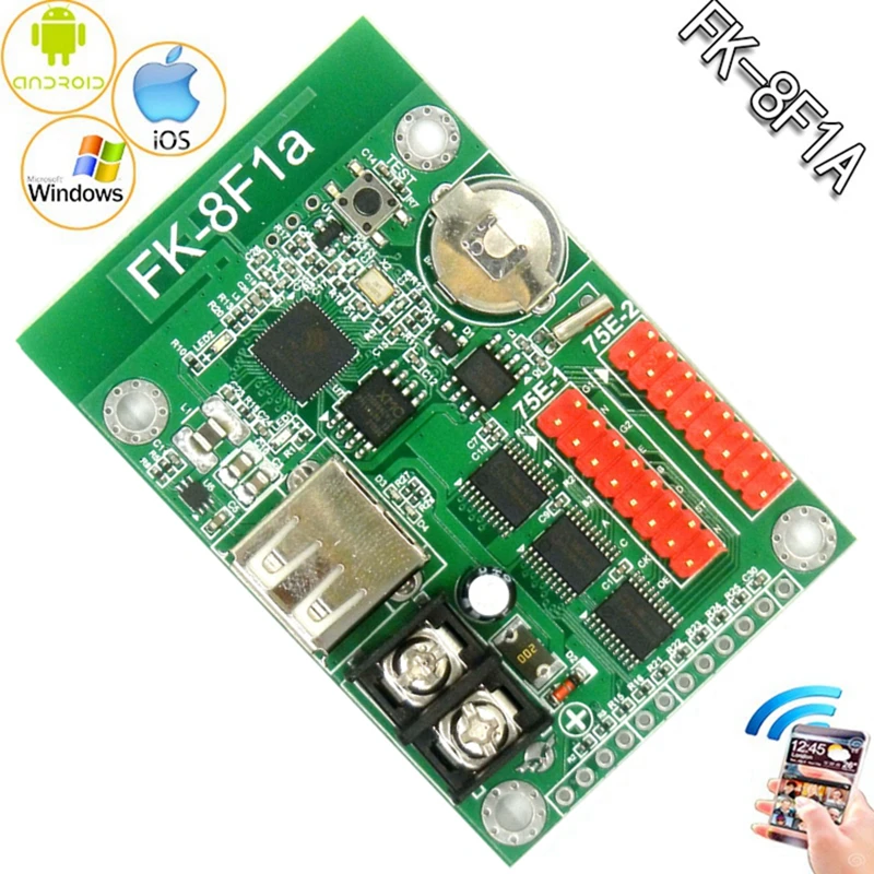 FK-8F1A USB + Wifi Full Color LED Control Card With 2xHub75 Port P2.5 P3 P4 P5 P6 P10 Display Asynchronous Led Controller