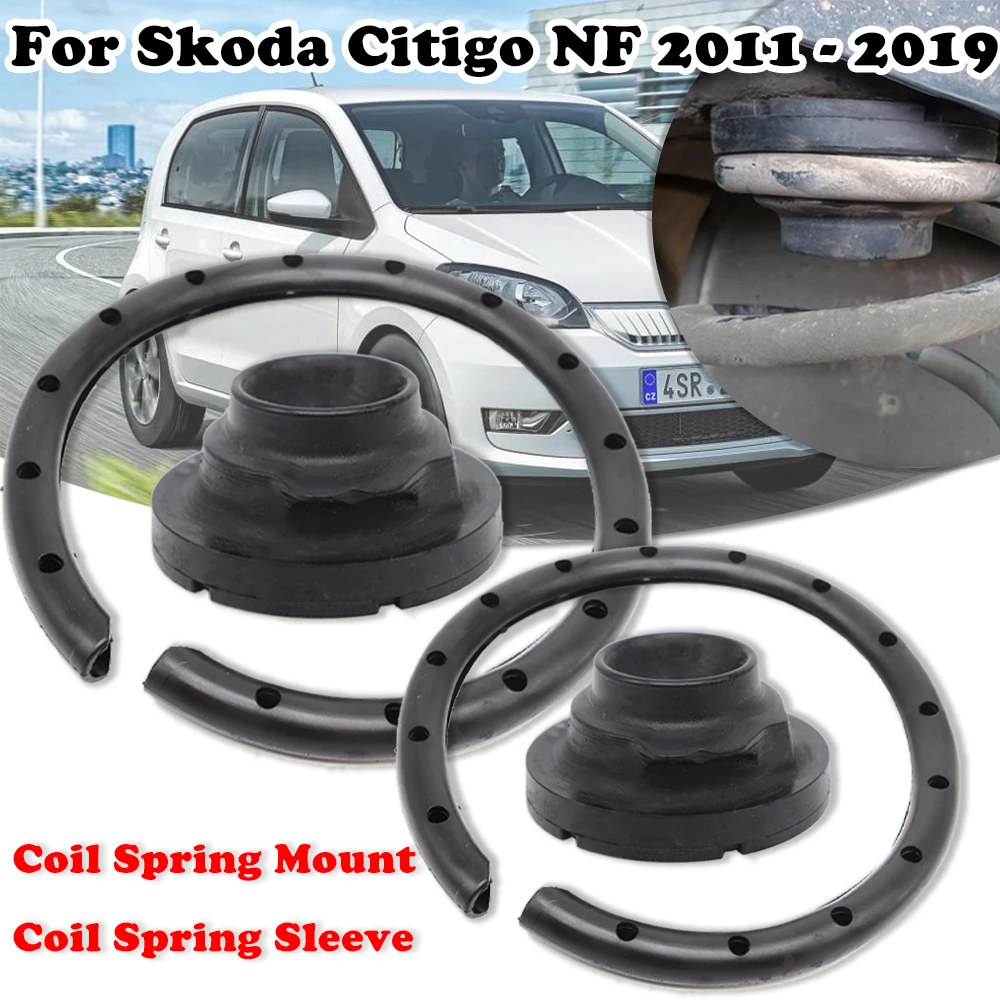 2Pcs Rear Axle Coil Spring Isolator Mount Plate Shock Absorber Sleeve For Skoda Citigo NF 2011 2012-2019 Top strut mount buffer