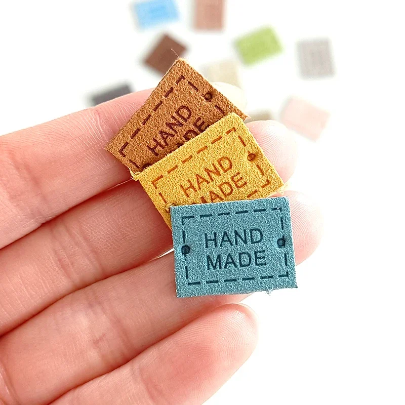 25/50pcs PU Leather Labels Tags Small Handmade Labels DIY Clothes Hats Bags Hand Made Label Sewing Tags Sewing Accessories Tools