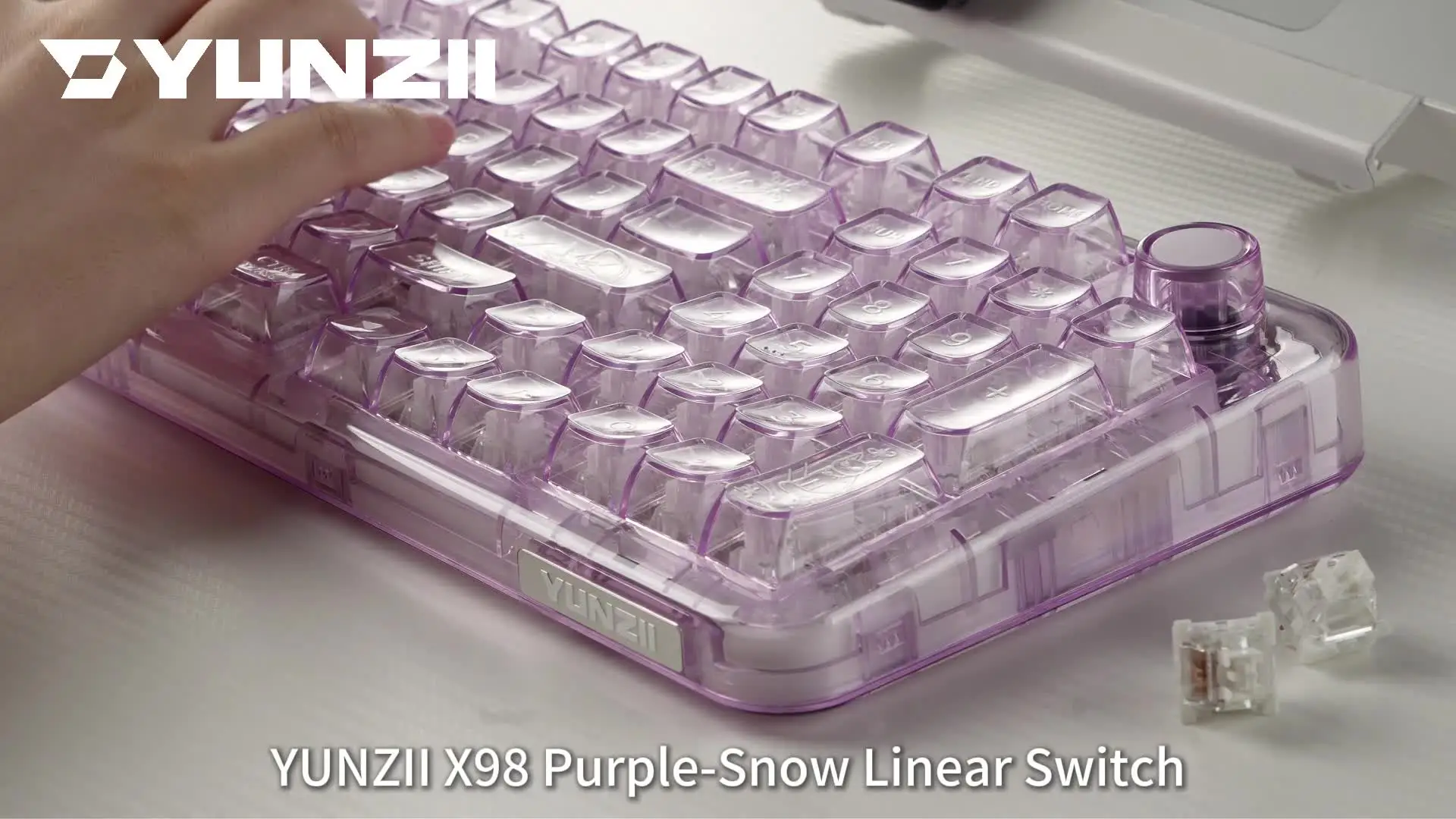 YUNZII X98 ピンク QMK/VIA ワイヤレス透明 RGB キーボード、ホット