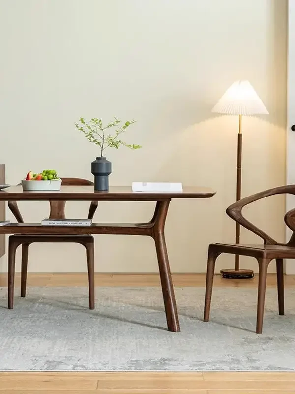 Black Walnut Dining Table Light Rectangular Worktable Restaurant Tea