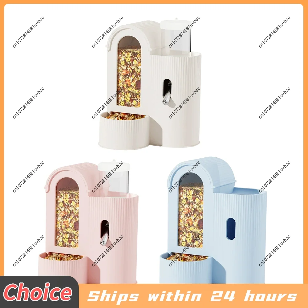 2-in-1 Automatic Feeder Leak-Resistant Hamster Feeder Waterer Automatic Food Bowl for Hamster Guinea Pig Cage Home