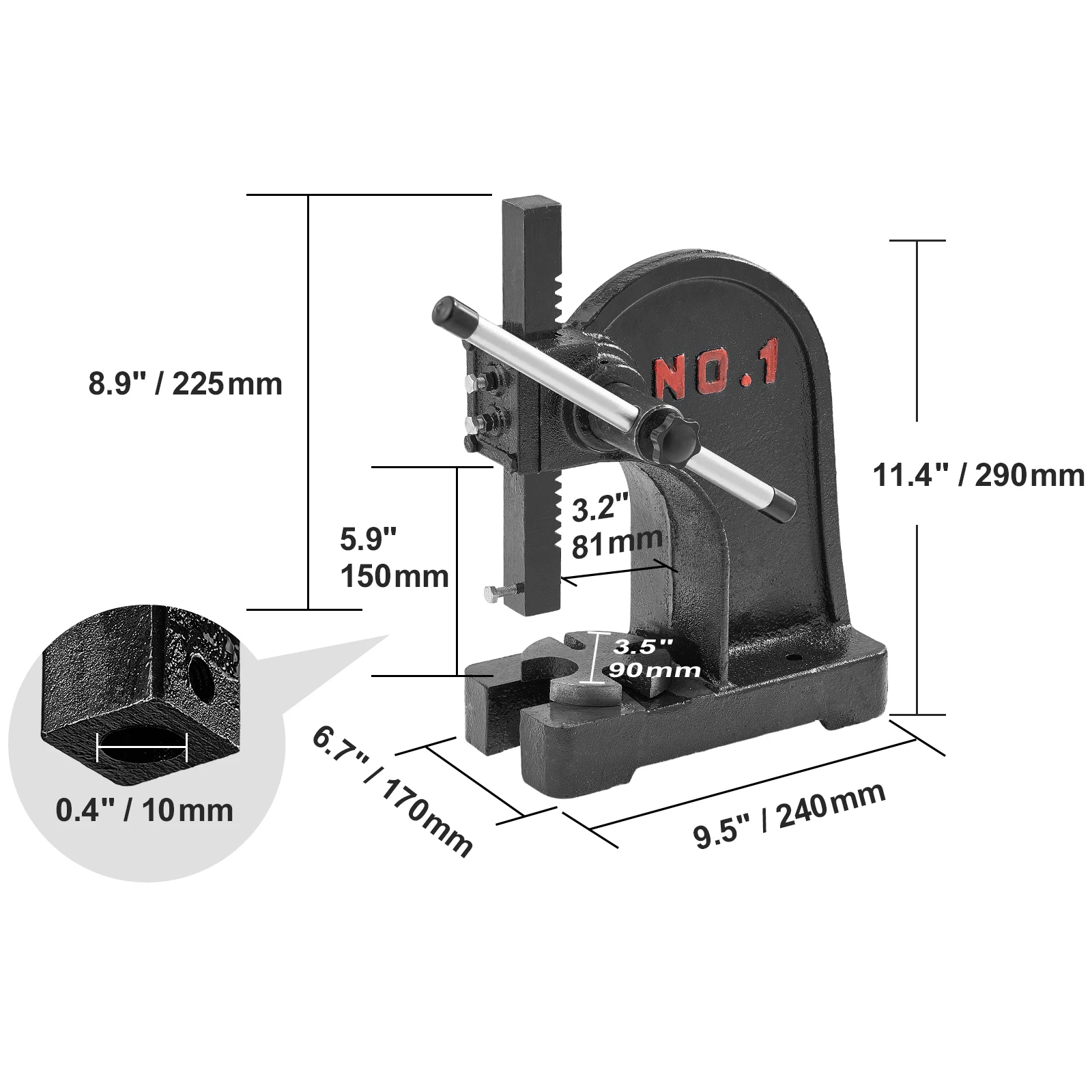 

Arbor Press 0.5/1/3 T Manual Arbor Cast Iron Heavy-duty Manual Desktop Arbor Precision Hand Press for Stamping