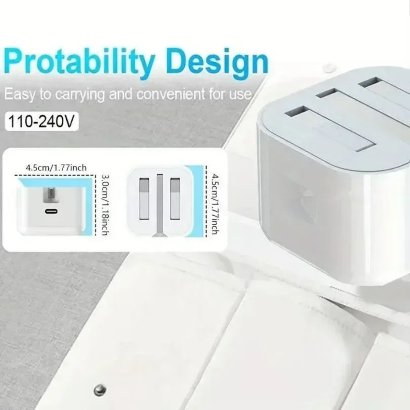 UK USB C-C Charger QC 3.0 Quick Charge PD 25W Foldable Type C Fast Charging Travel Wall Charger Power Adapter For iPhone 16 15 image 3