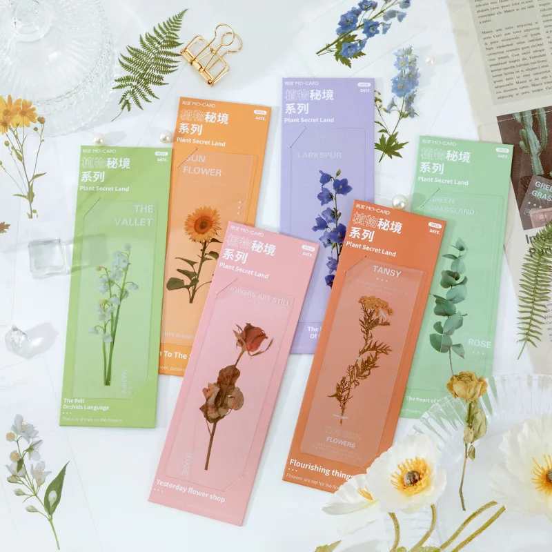 5pcs Vintage Plants Flowers Bookmarks Kawaii Translucent Book Note Page Holder Korean Stationery Office School Reading Gift