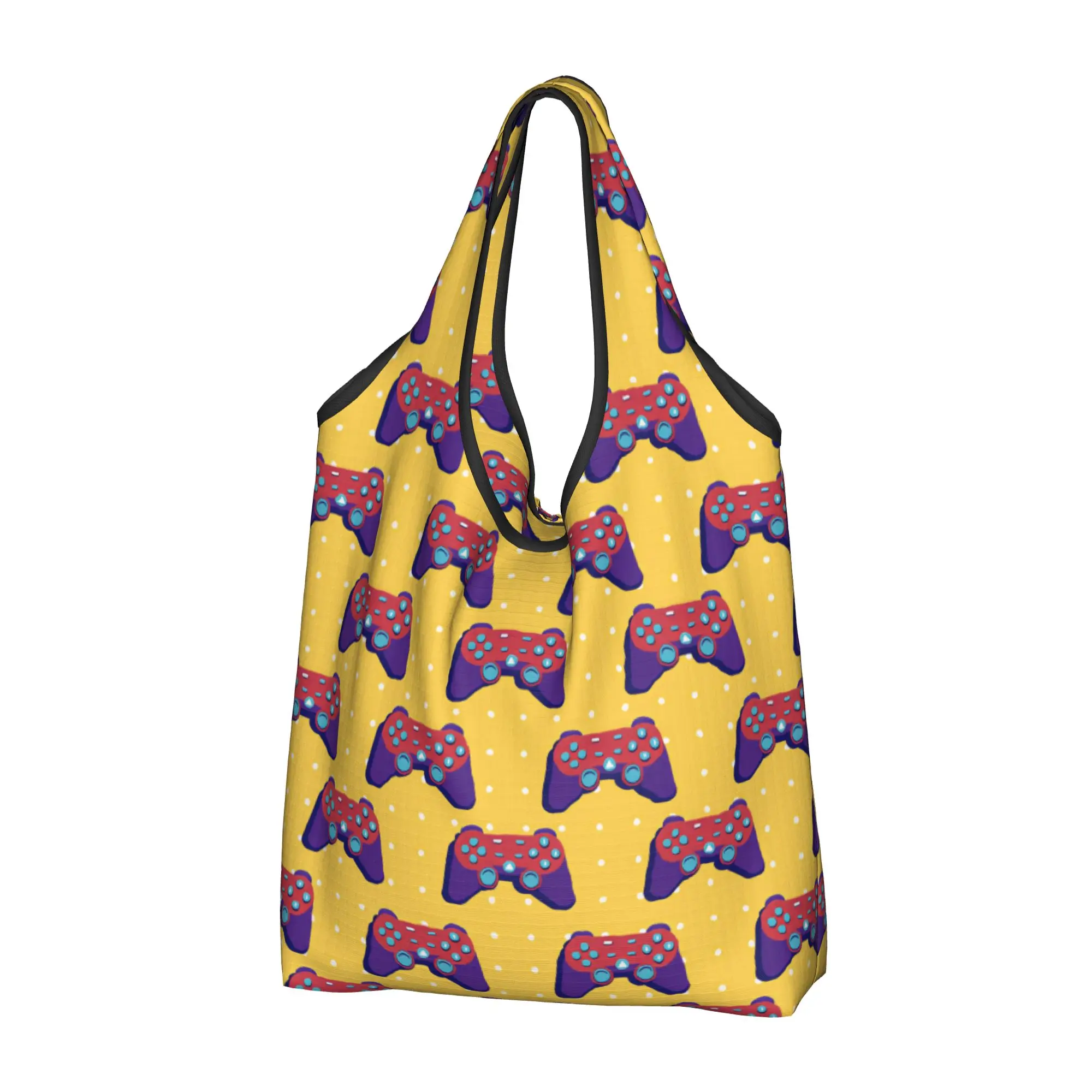 Joystick Retro Game Controller Gamepad Grocery Shopping Bag Cute Shopper Shoulder Tote Bags Large Capacity Portable  Handbag