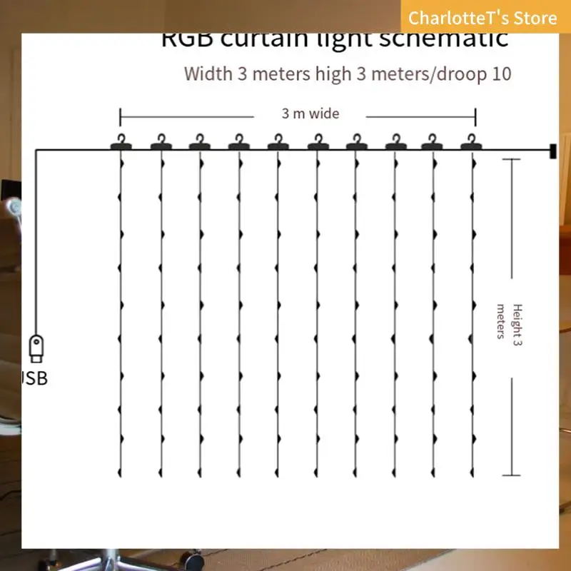 

3X3meter USB LED Curtains Festoon 16 Colors LED Lights Garlands For Christmas Lights Ramadan String Lights Party Decor, Durable